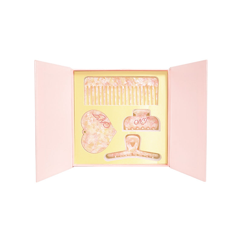 NJ Super Cute Pink Hairpin Combo Mirror 4 Sets With Gift Box