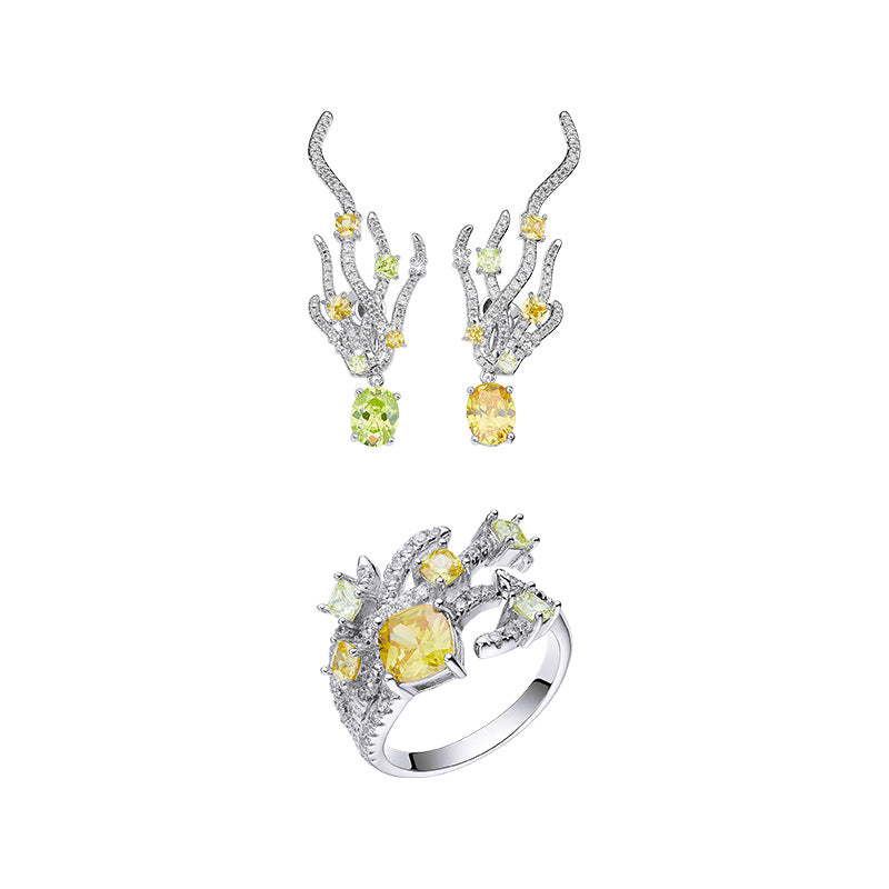 Fashion Luxury Designer Ring And Earrings Set
