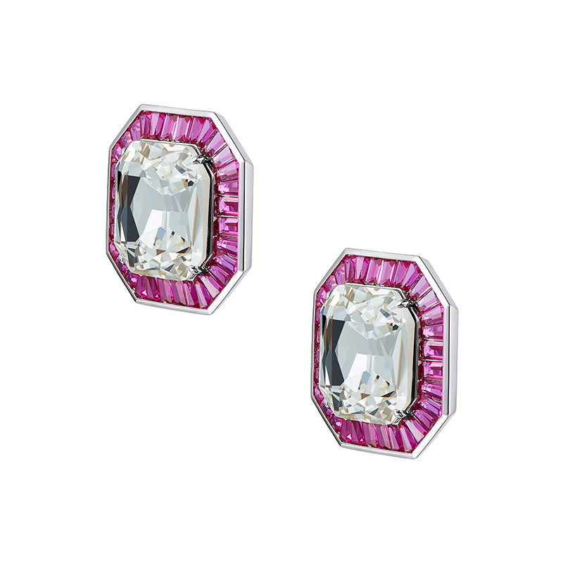 Retro Zircon Square Diamond Earrings Ear Clips