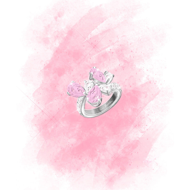 Cute Playful All-Match Pink and White Love Open Ring