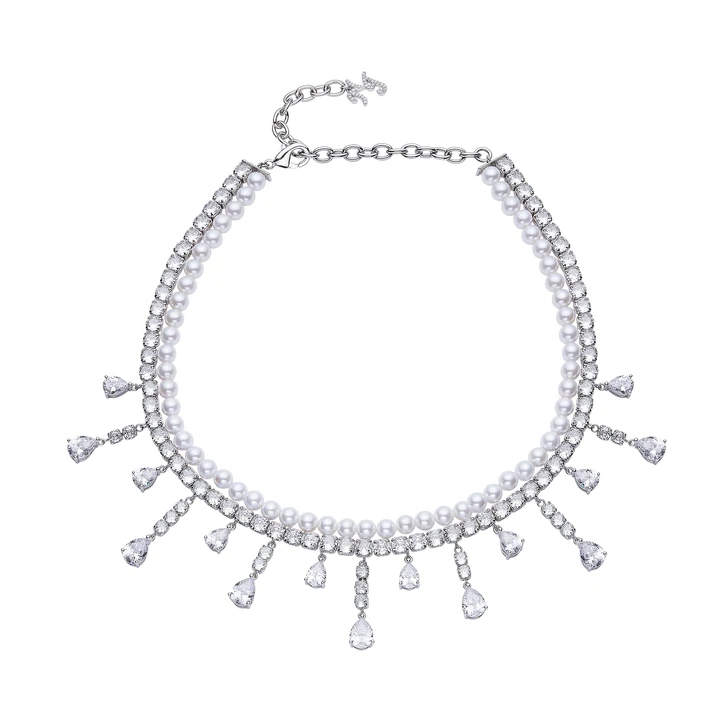 Miah Dimond-Shaped Pearl Necklace