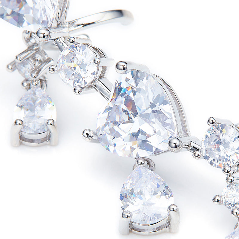 Fashion Light Luxury All-Match Love Water Drop Zircon Earrings Ear Clip