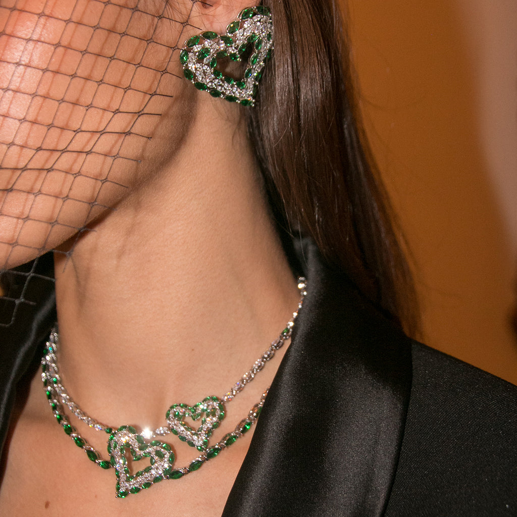 Jade Necklace Earrings Set