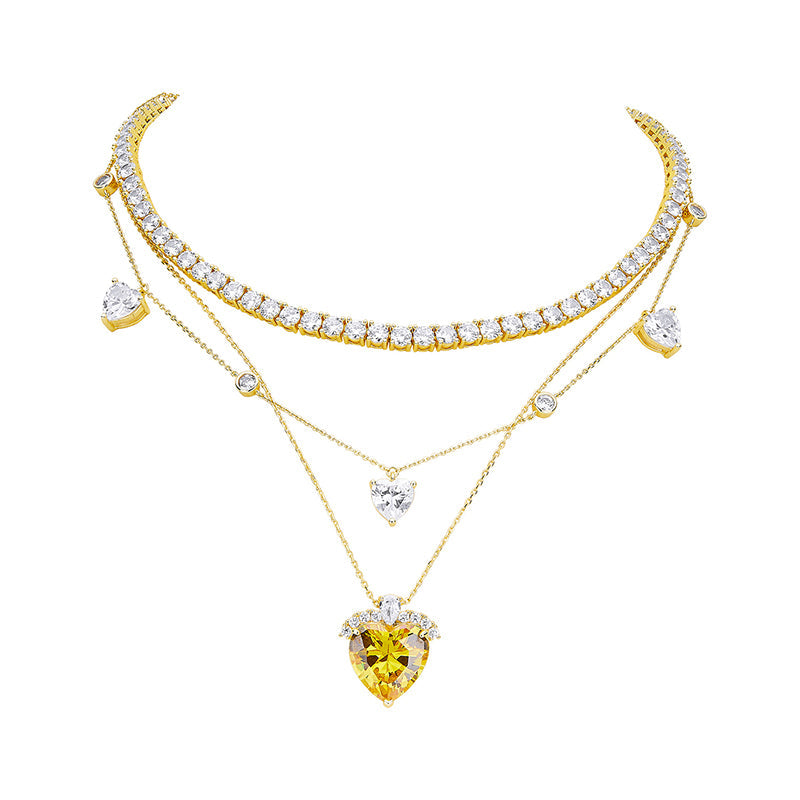 Love Heart Necklace and Earrings Set 4 Pcs