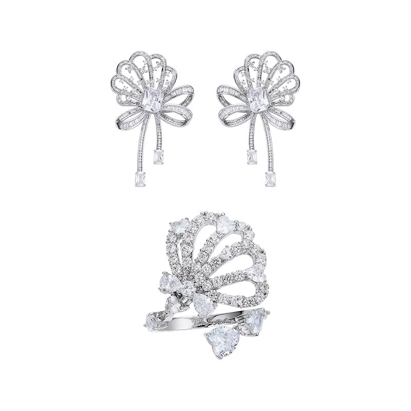 Stunning Seashell Shape Ring Earrings Set