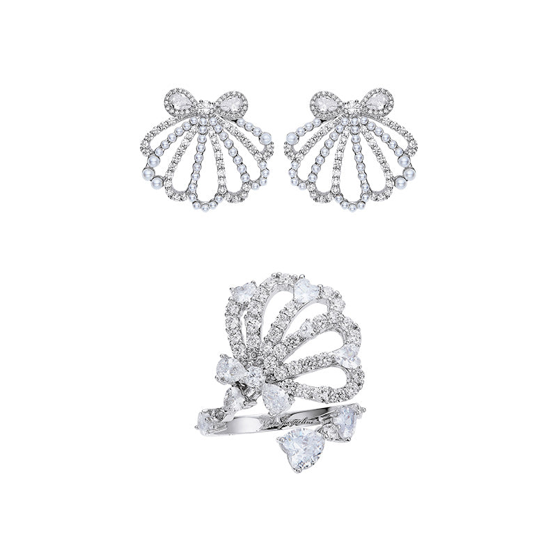 Cute and Simple Ring and Earrings Set