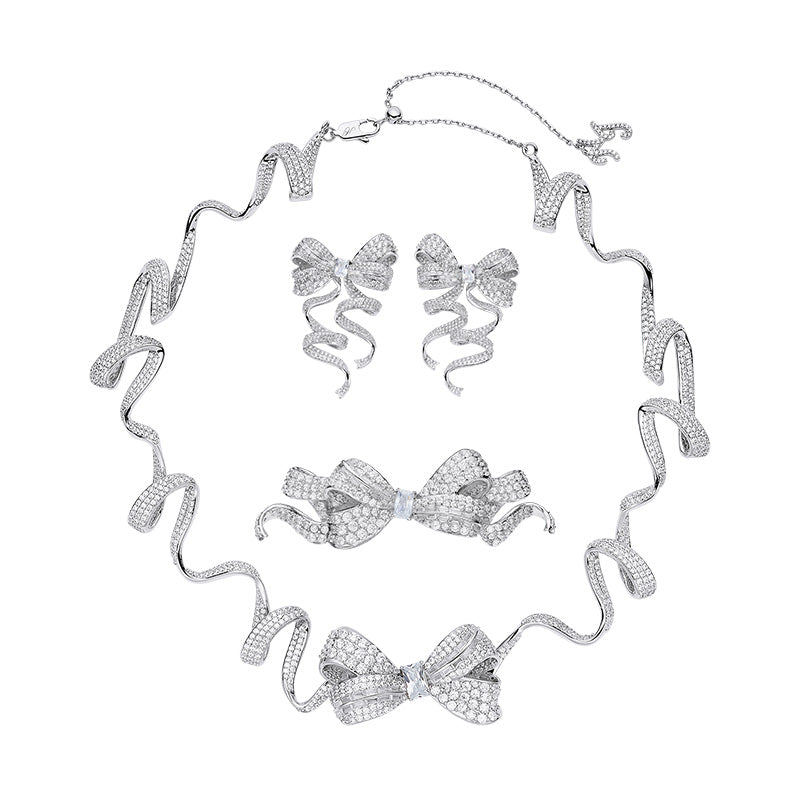 Jaylani Flexible Ribbon Earrings Necklace and Ring Set