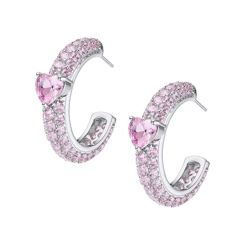 Full Diamond Love Zircon Earrings