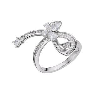 Della Three-dimensional Butterfly Wavy Bow Knot Ring