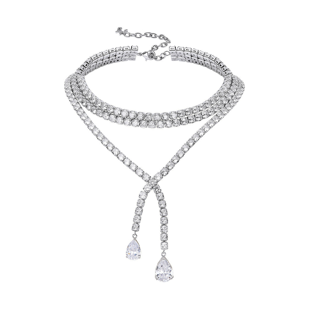 Diamond-Shaped Twisted Necklace and Stud Earrings Set