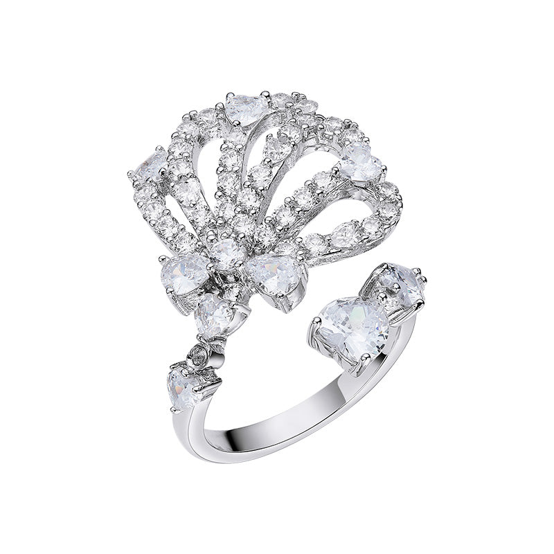 High-End Exquisite Love Zircon Shell Open Ring