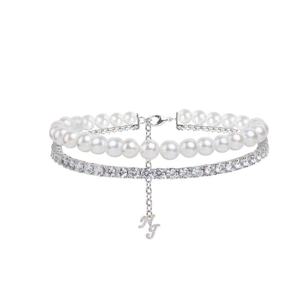 Gracey Pearl Crystal Choker Necklace