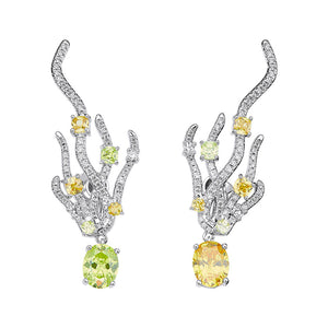 Fashion Asymmetric Coral Zircon Earrings