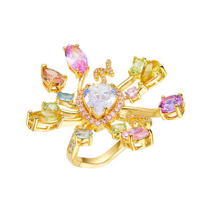 Colored Zircon Firework Ring