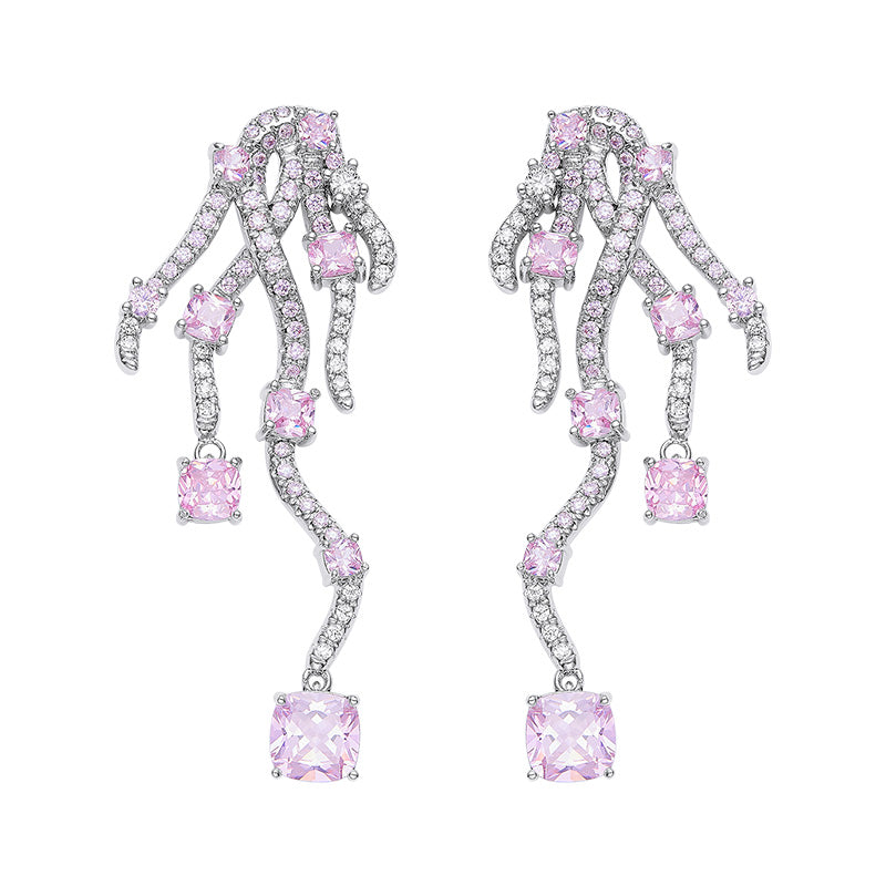 Pink Gradient Coral Zircon Earrings