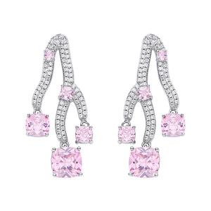 Pink Gradient Simple Coral Zircon Earrings