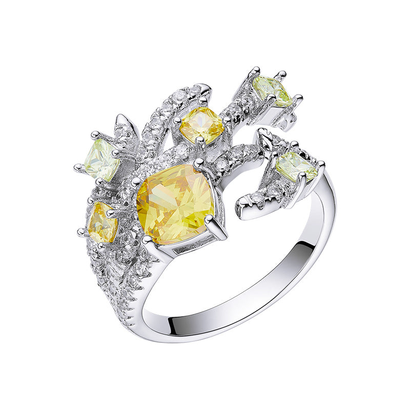 Fashion Light Luxury Coral Zircon Ring