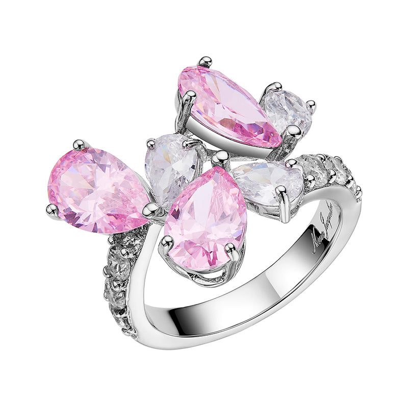 Cute Playful All-Match Pink and White Love Open Ring