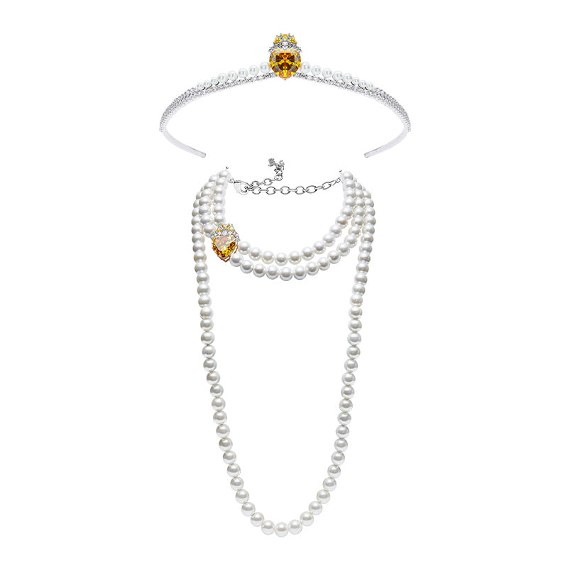 Elegant Retro High-End Luxury Back Chain and Crown Set