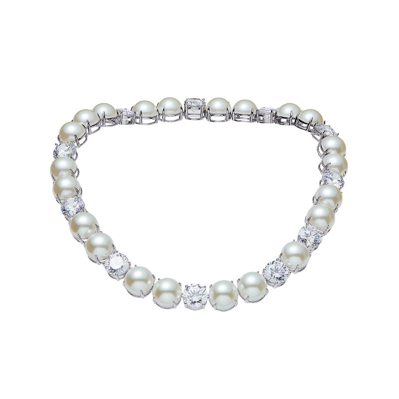 Pearl Zircon Necklace Clavicle Chain