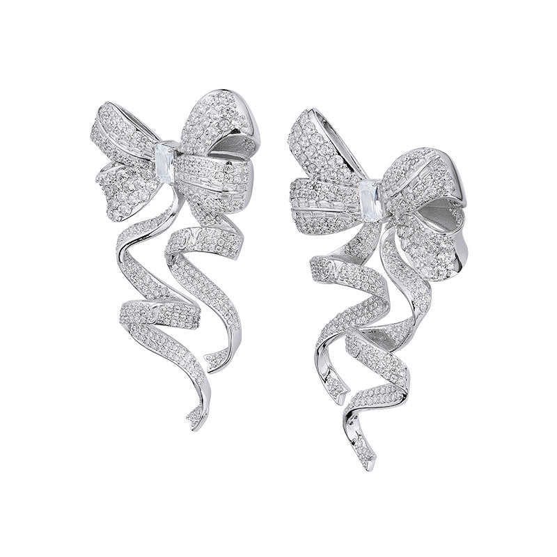 Jaylani Three-dimensional bow flexible ribbon earrings