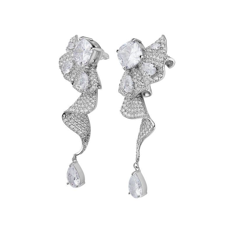 Wrenley Three-dimensional skirt detachable tassel high-end stud earrings