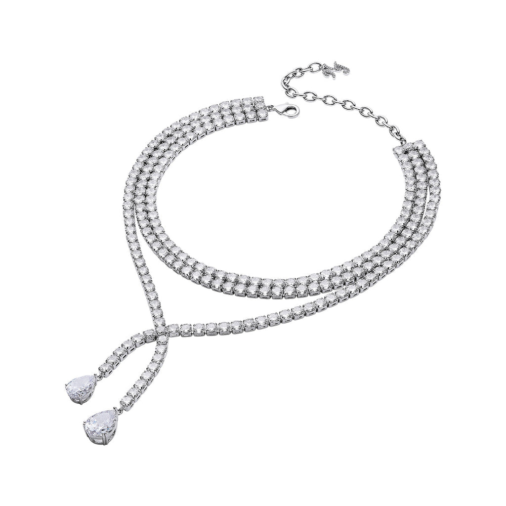 Diamond-Shaped Twisted Necklace and Stud Earrings Set