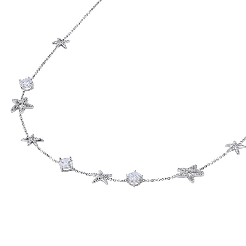 Starfish Zircon Long Necklace Sweater Chain