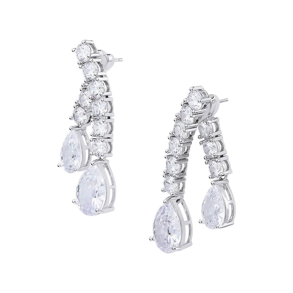 Cross Neck Water Dropping Diamond-Shaped Necklace Earrings Set