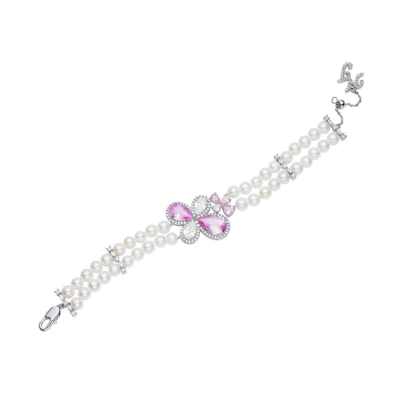 Flower Double Pearl Bracelet