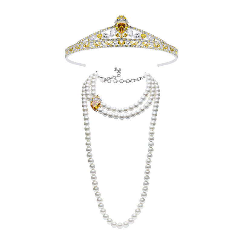 Paris Star Series Crown Retro Style With Back Chain Set