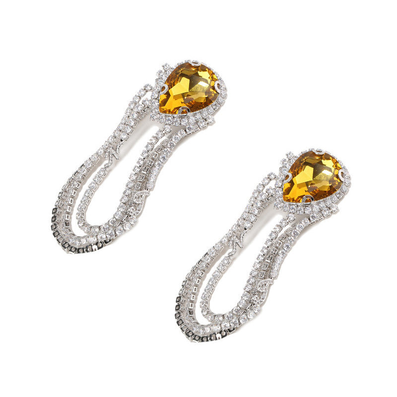 Crystal Teardrop Earrings in Rustic Gold