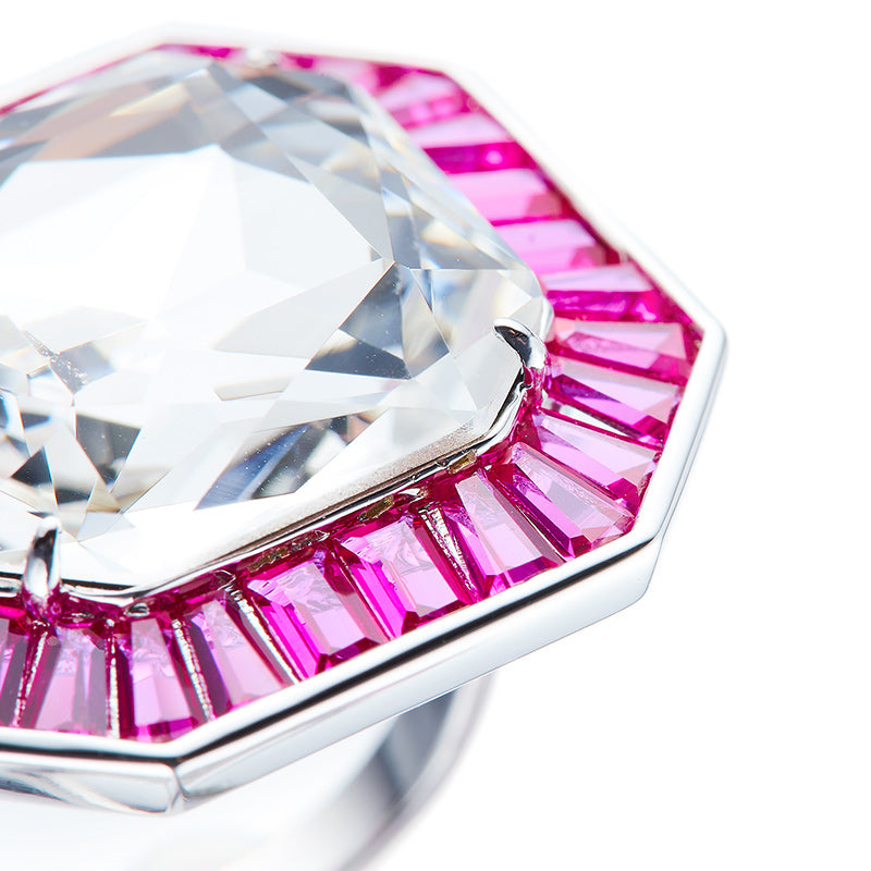 Rose Red Vintage Square Diamond Zircon Ring