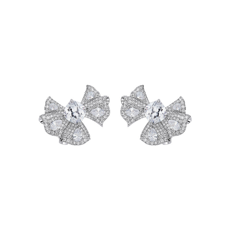 Angelique Three-dimensional skirt detachable long tassel high-end stud earrings