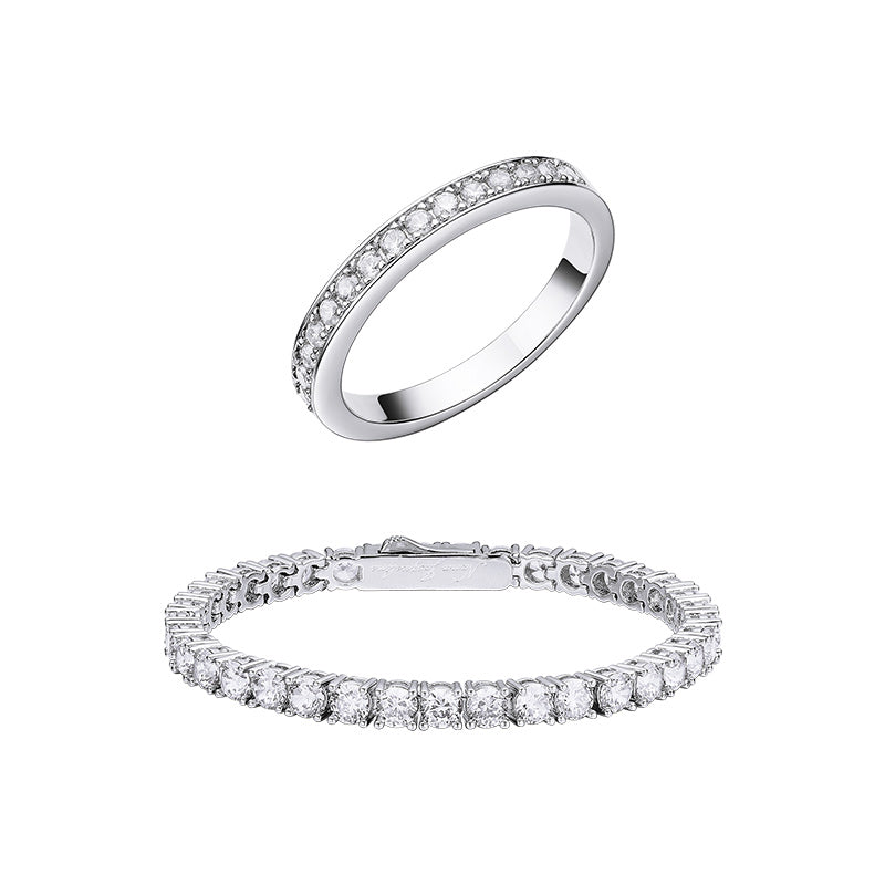 Super Sparkle Diamond Shaped Ring and Bracelet Set 2 Pcs