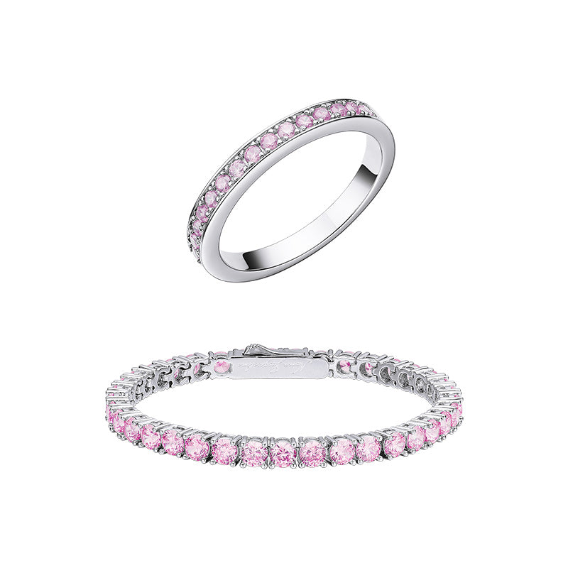 Super Sparkle Diamond Shaped Ring and Bracelet Set 2 Pcs