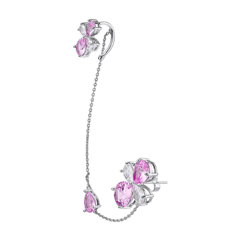 NJ Designer Playful And Cute Flower Zircon Ear Bone Clip Earrings
