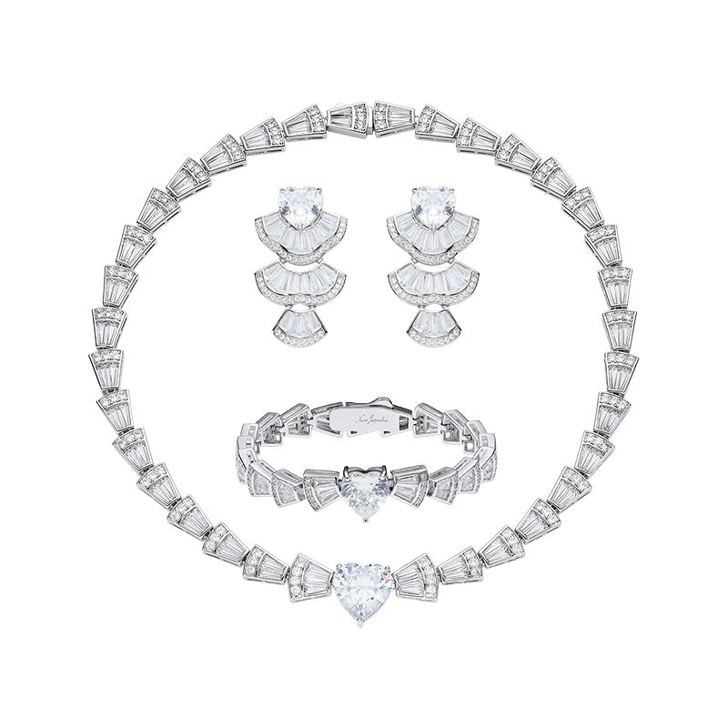 Freyja Heart Skirt Necklace Bracelet Earrings Set