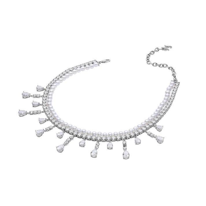 Miah Dimond-Shaped Pearl Necklace