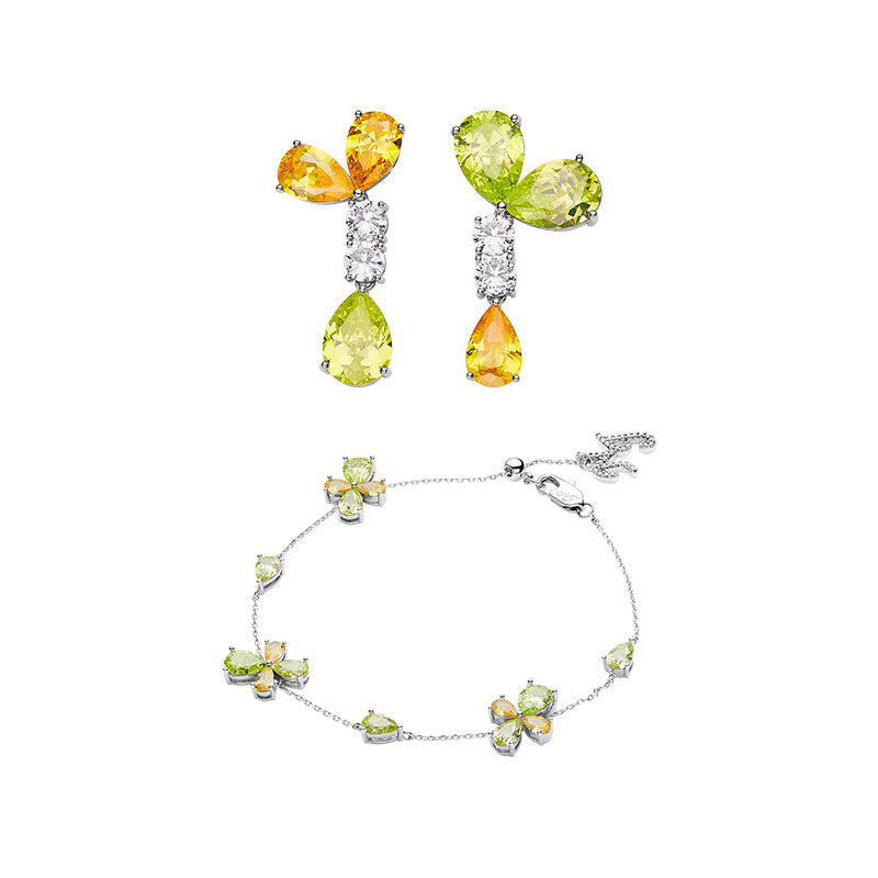 Cute Little Flower Bracelet And Earrings Set